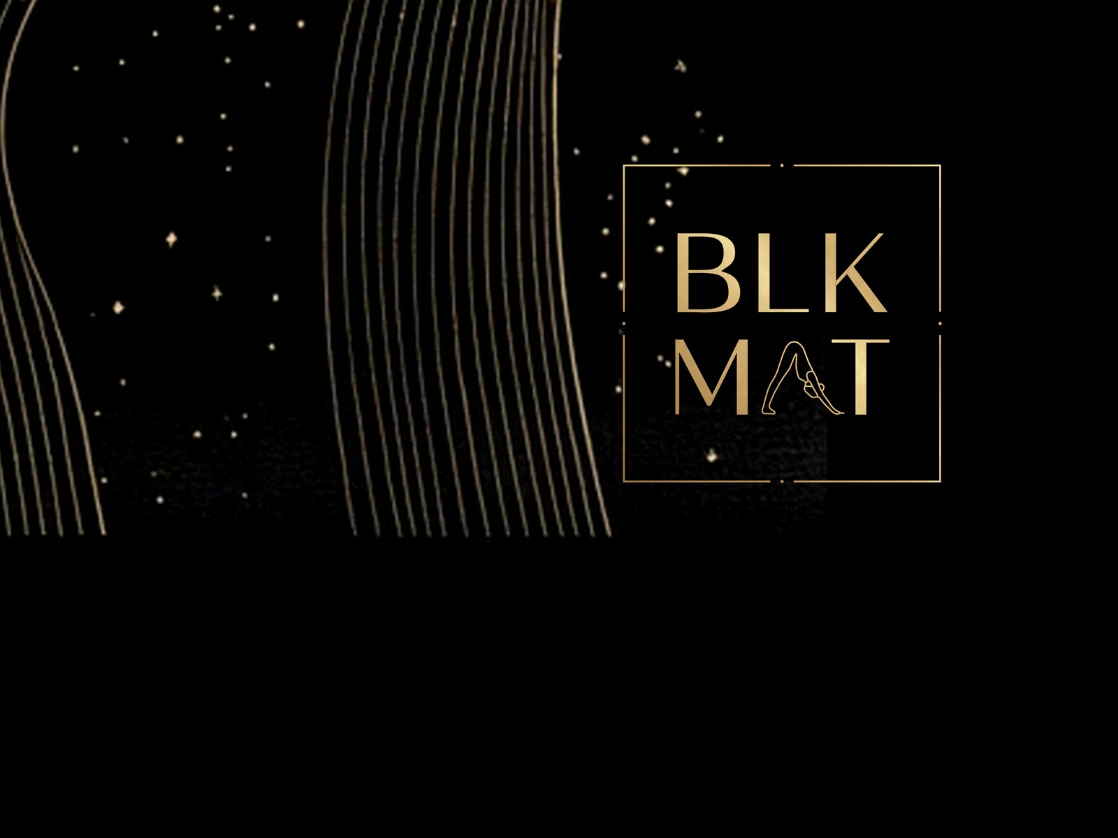 BLKMAT Aurora Ribbons yoga mat, close-up of the BLKMAT corner logo
