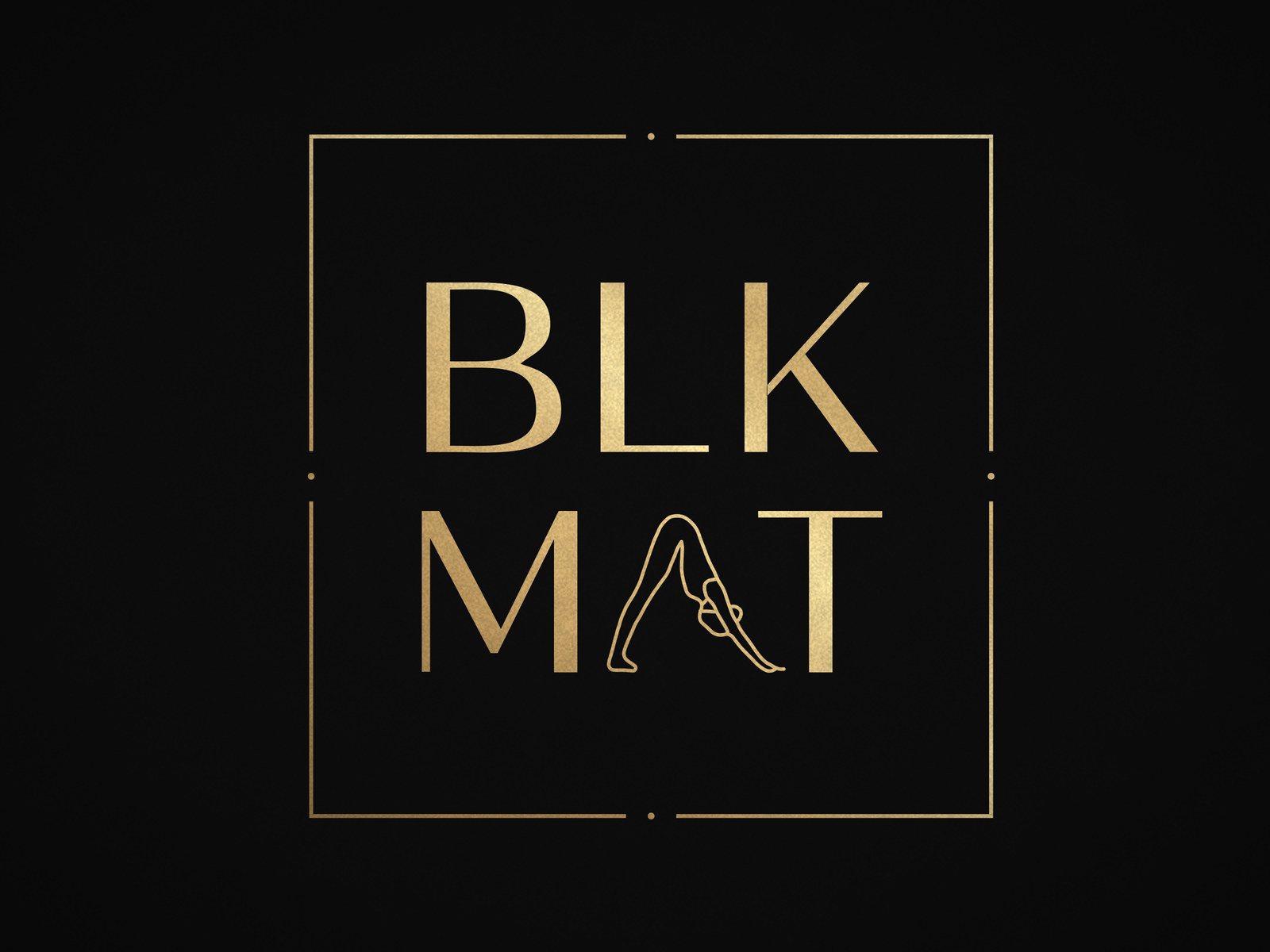 BLKMAT Breath Rings yoga mat, close-up of the BLKMAT corner logo