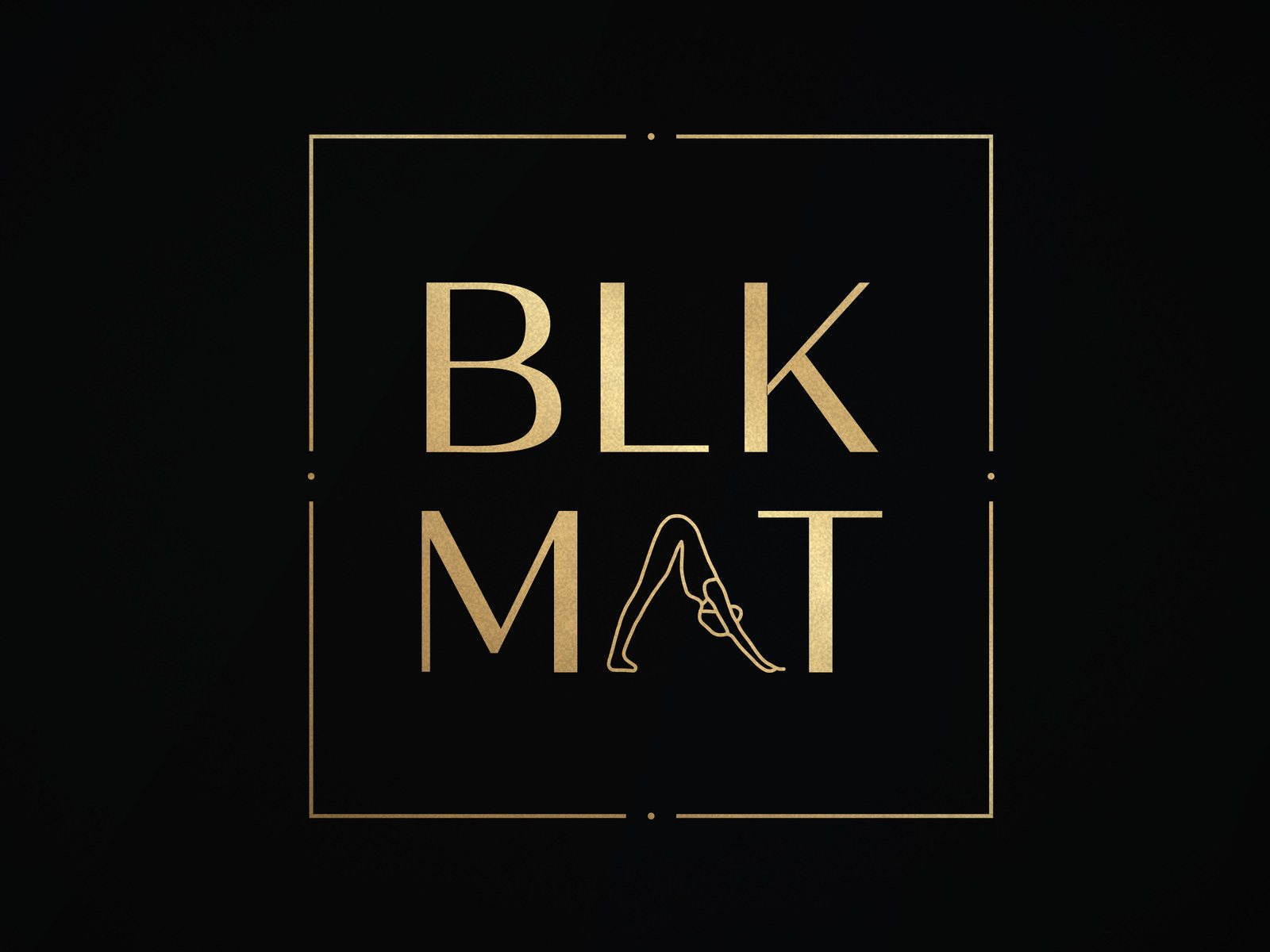 BLKMAT Heart Chakra yoga mat, close-up of the BLKMAT corner logo