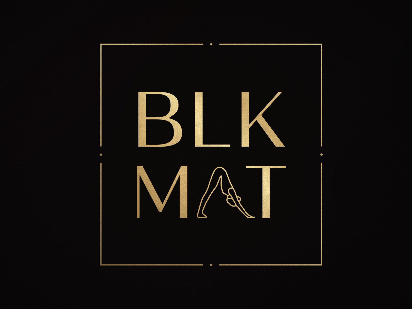BLKMAT Sacral Chakra yoga mat, close-up of the BLKMAT corner logo