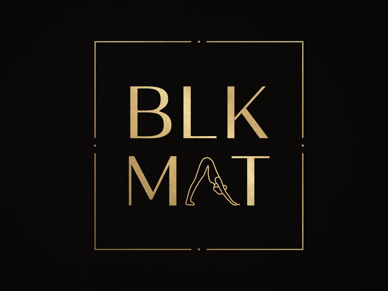BLKMAT Solar Plexus Chakra yoga mat, close-up of the BLKMAT corner logo