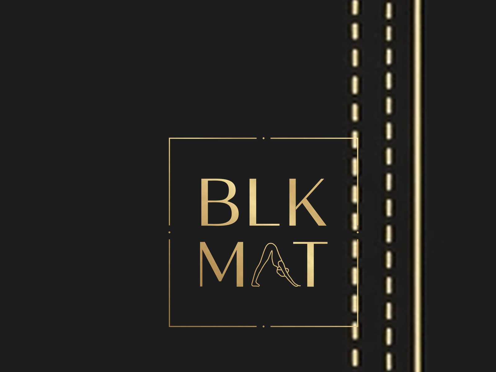 BLKMAT Channel Silhouette yoga mat, close-up of the BLKMAT corner logo