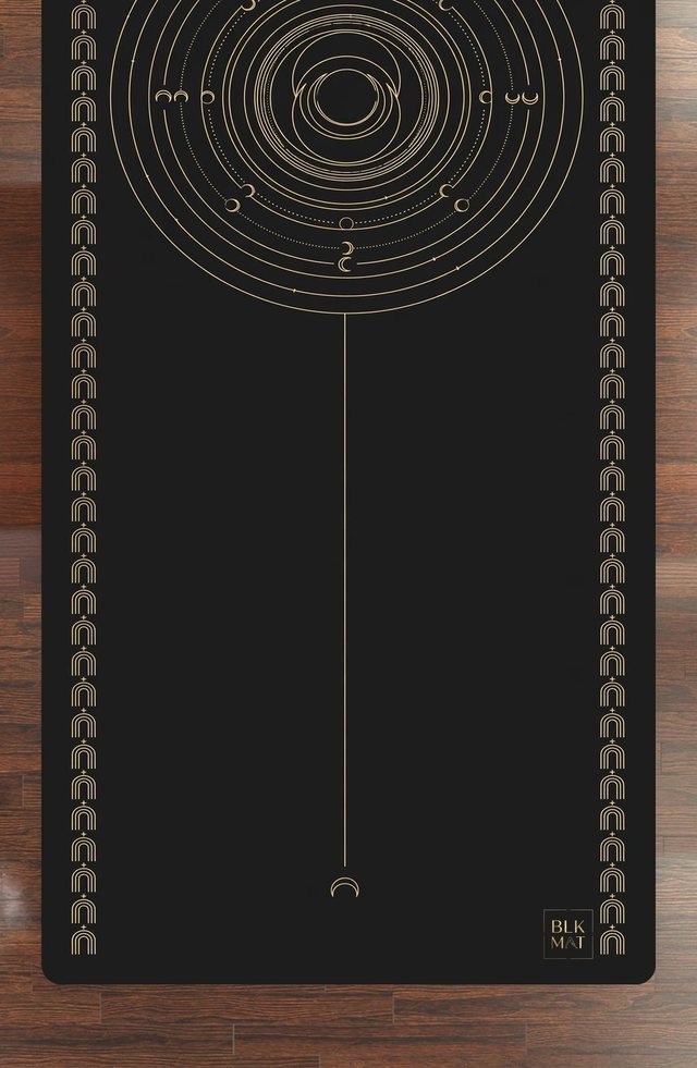 BLKMAT Crescent Silence yoga mat, flat lay, top-down view