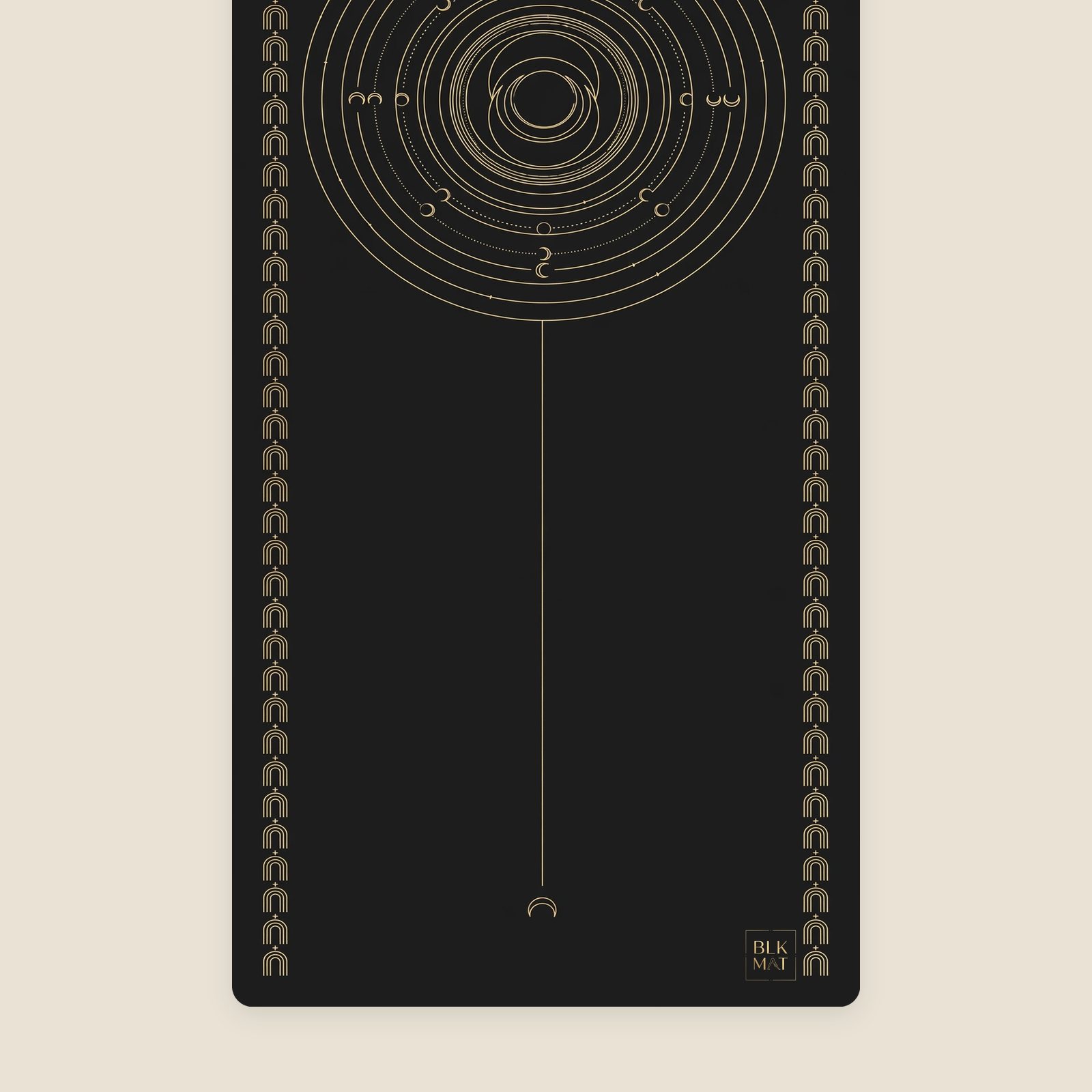 BLKMAT Crescent Silence yoga mat, flat lay, top-down view