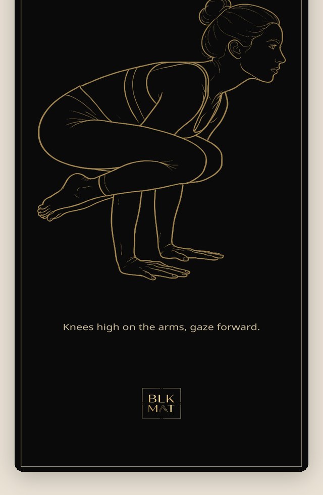 BLKMAT Crow Pose yoga mat, flat lay, top-down view