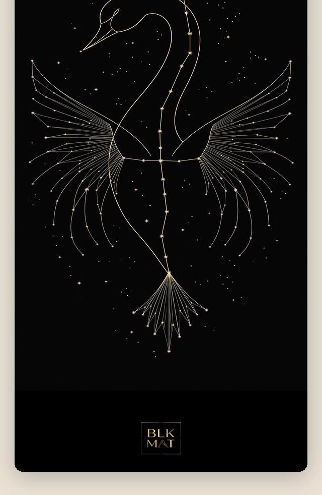 BLKMAT Cygnus Swan Lines yoga mat, flat lay, top-down view