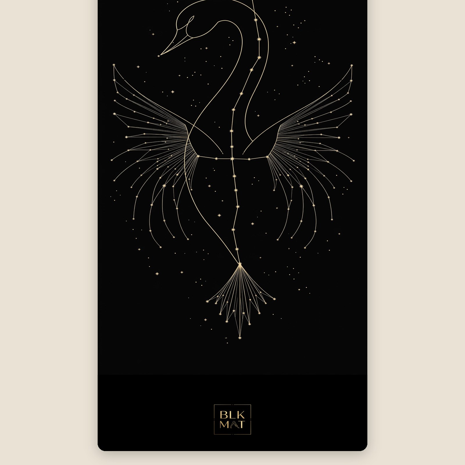 BLKMAT Cygnus Swan Lines yoga mat, flat lay, top-down view