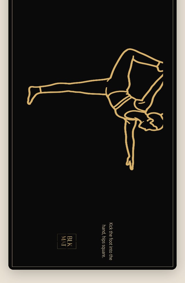 BLKMAT Dancer’s Pose yoga mat, flat lay, top-down view