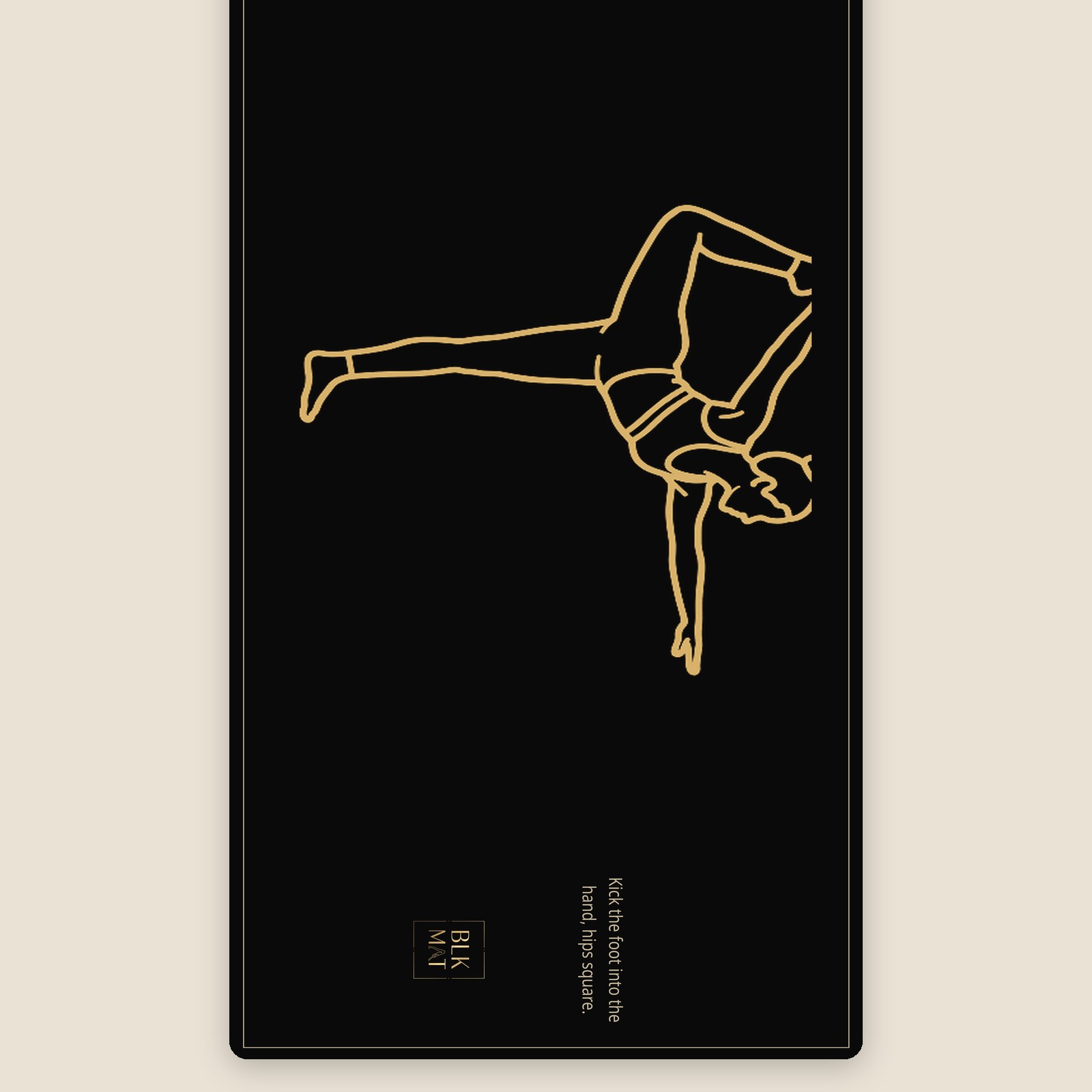 BLKMAT Dancer’s Pose yoga mat, flat lay, top-down view
