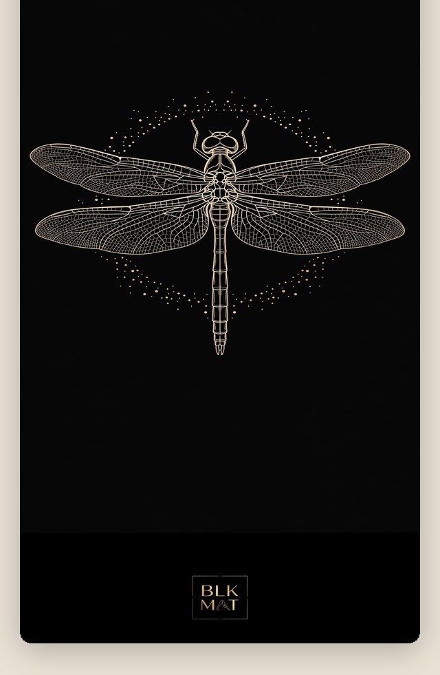BLKMAT Dragonfly Wing Lattice yoga mat, flat lay, top-down view