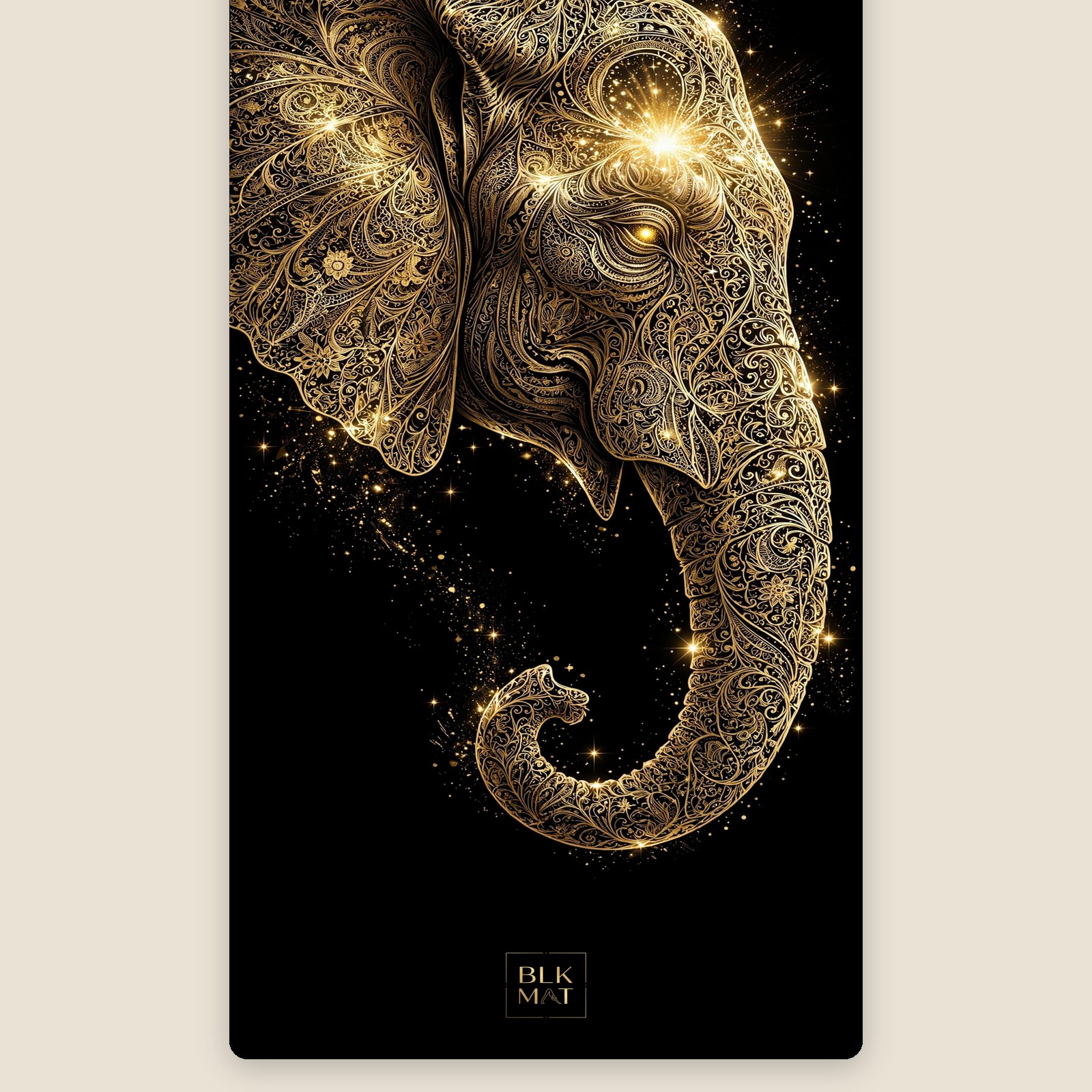 BLKMAT Elephant Filigree yoga mat, flat lay, top-down view