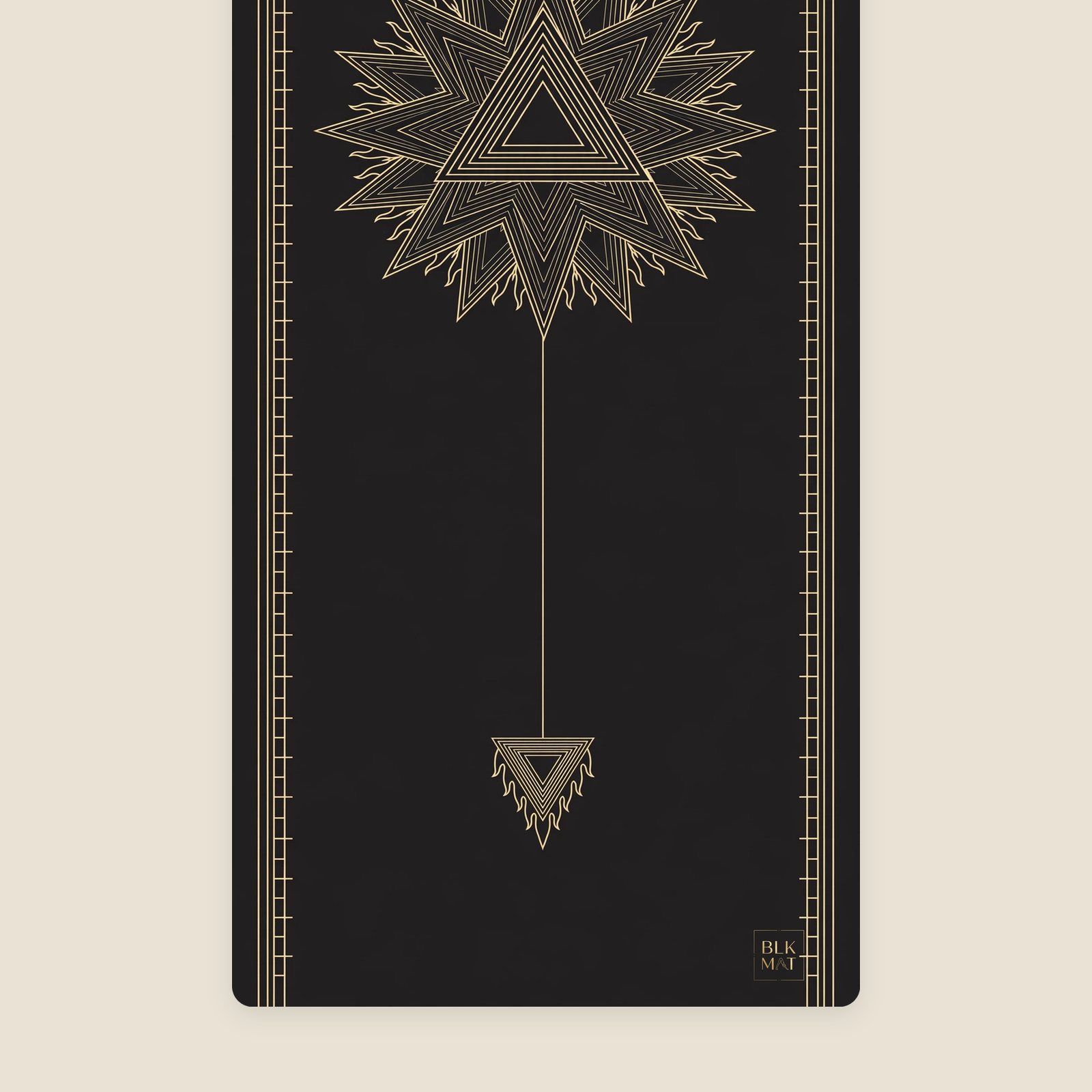BLKMAT Fire Altar yoga mat, flat lay, top-down view