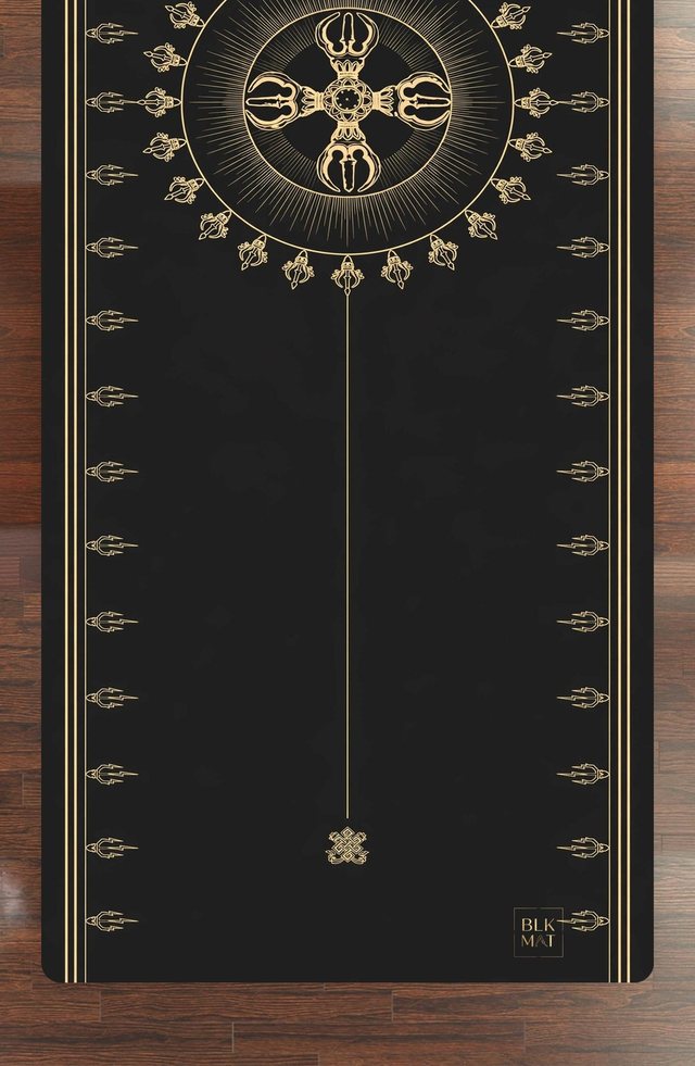 BLKMAT Flame Dorje yoga mat, flat lay, top-down view