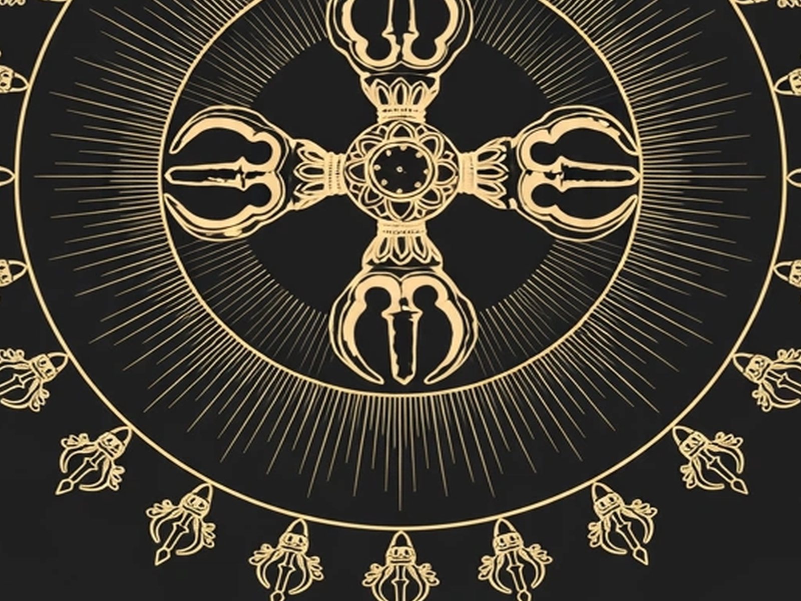 BLKMAT Flame Dorje yoga mat, close-up of the print detail