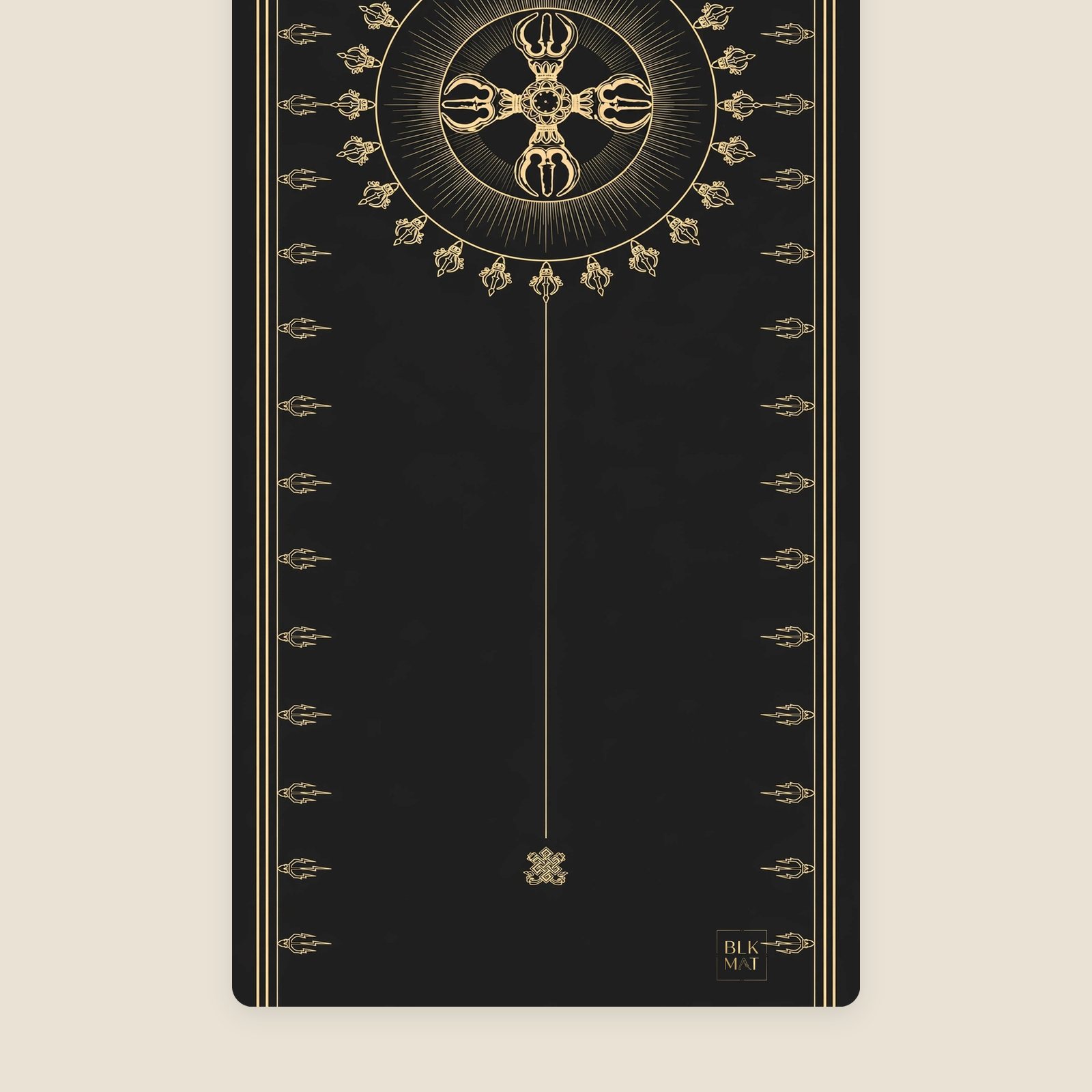 BLKMAT Flame Dorje yoga mat, flat lay, top-down view