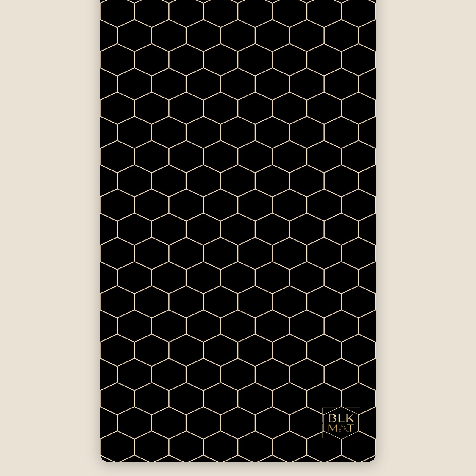 BLKMAT Honeycomb Hex Lattice yoga mat, flat lay, top-down view