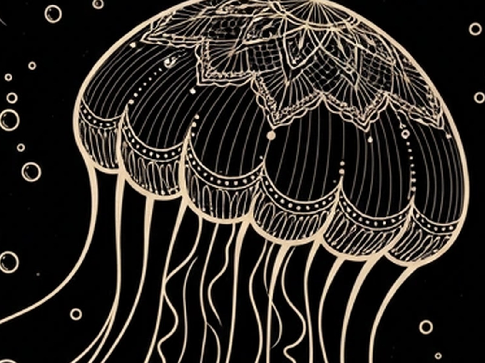 BLKMAT Jellyfish Drift yoga mat, close-up of the print detail