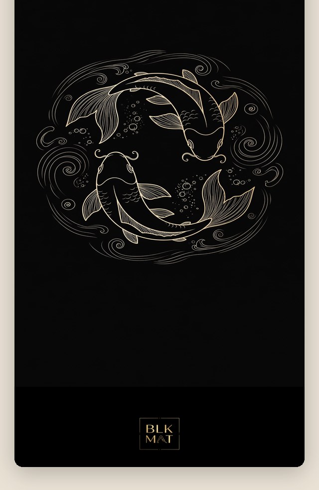 BLKMAT Koi Twin Currents yoga mat, flat lay, top-down view