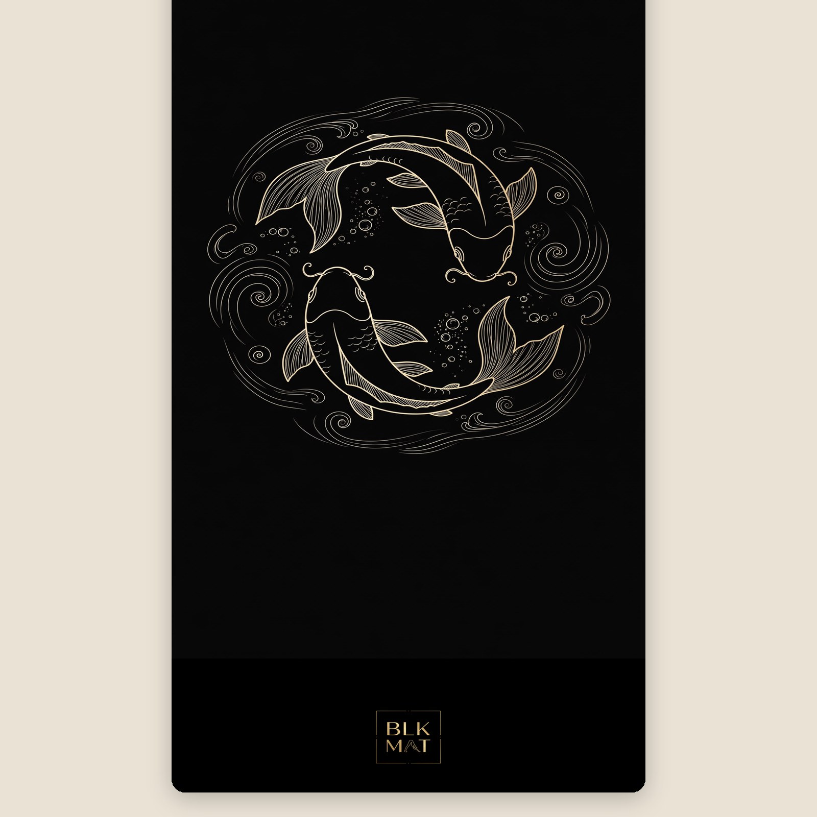 BLKMAT Koi Twin Currents yoga mat, flat lay, top-down view