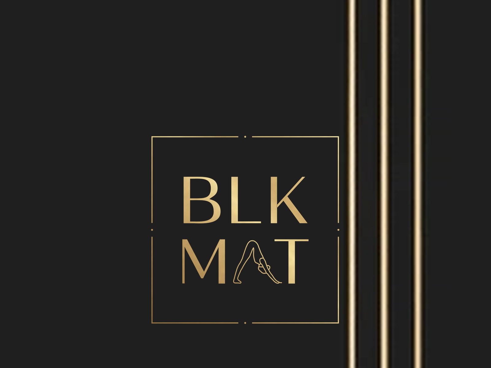 BLKMAT Kosha Orbit yoga mat, close-up of the BLKMAT corner logo