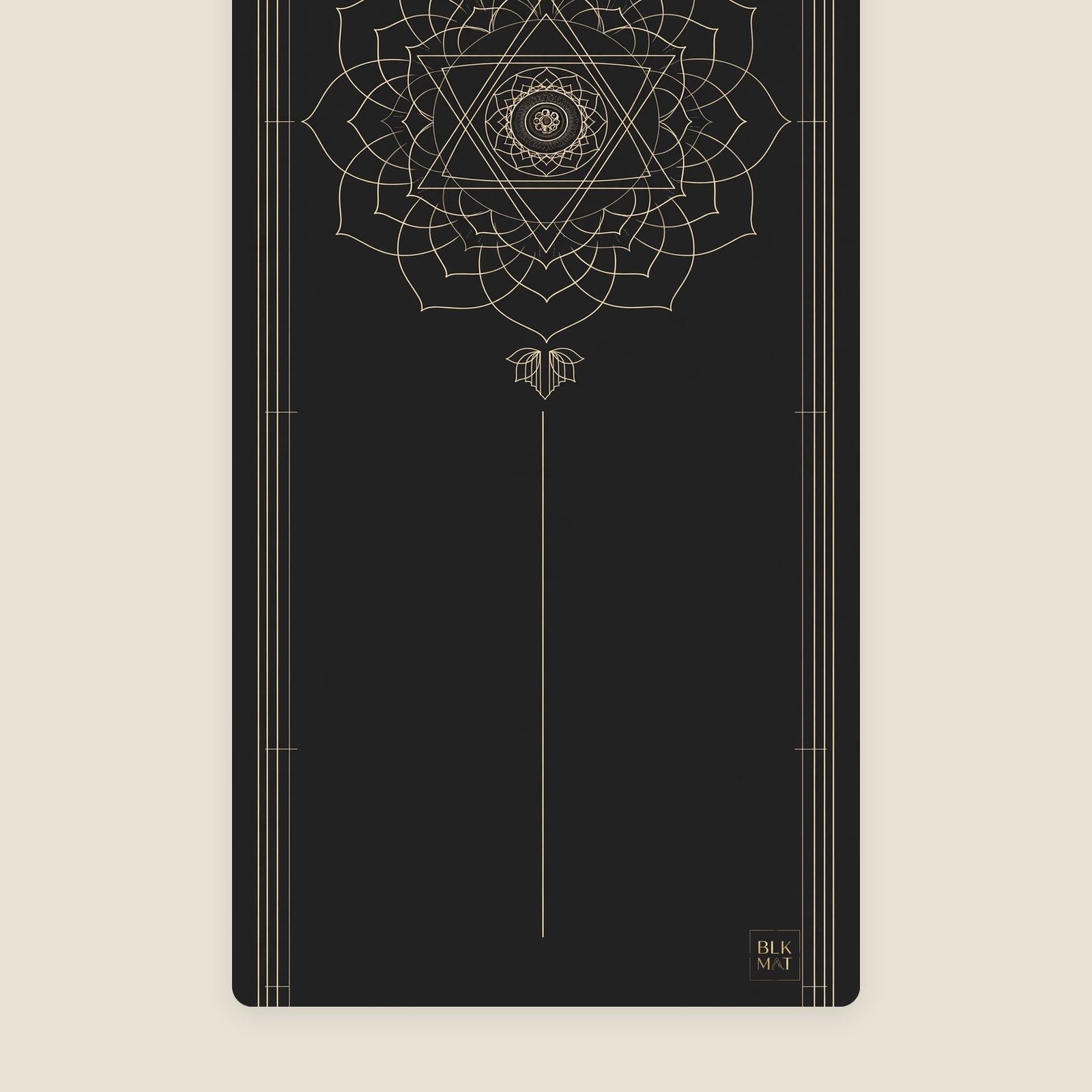 BLKMAT Lotus Gate yoga mat, flat lay, top-down view