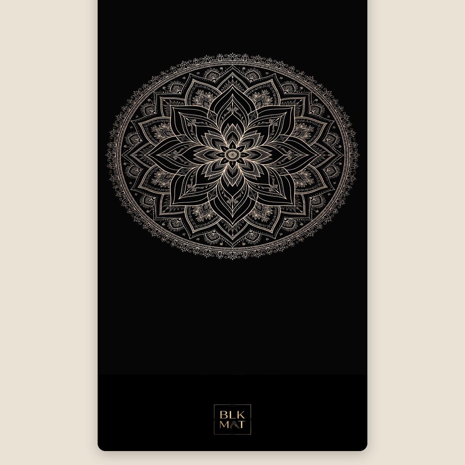 BLKMAT Lotus Mandala Bloom yoga mat, flat lay, top-down view