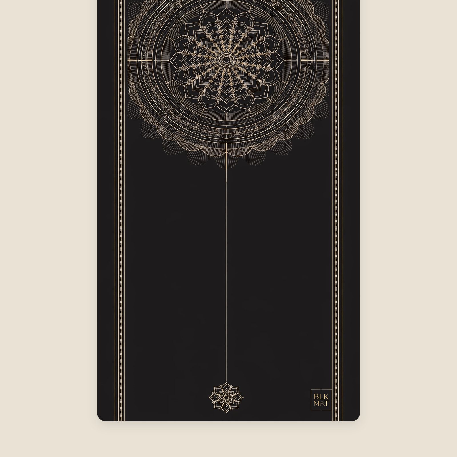 BLKMAT Lotus Mandala yoga mat, flat lay, top-down view