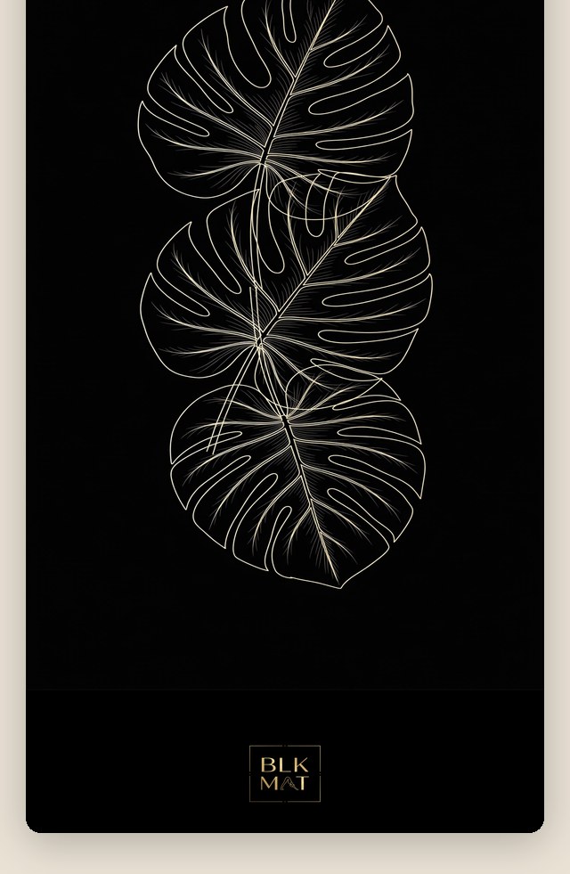 BLKMAT Monstera Leaf Veins yoga mat, flat lay, top-down view