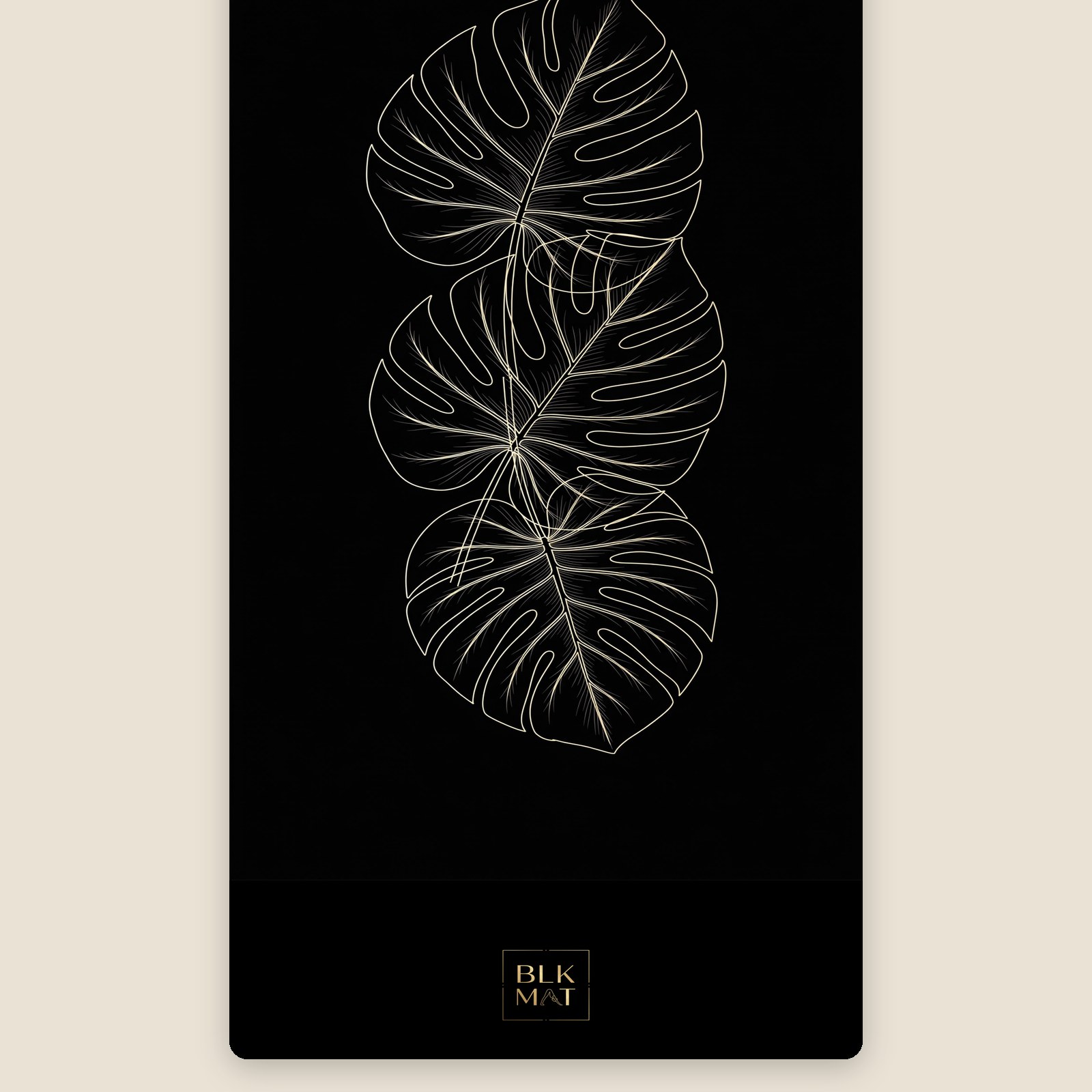 BLKMAT Monstera Leaf Veins yoga mat, flat lay, top-down view