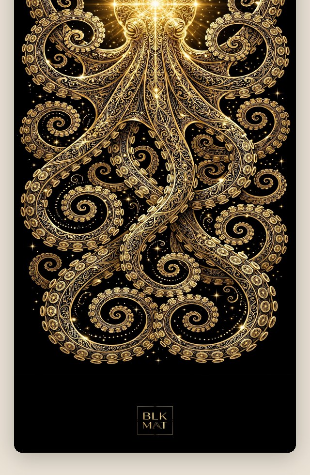 BLKMAT Octopus Swirl yoga mat, flat lay, top-down view