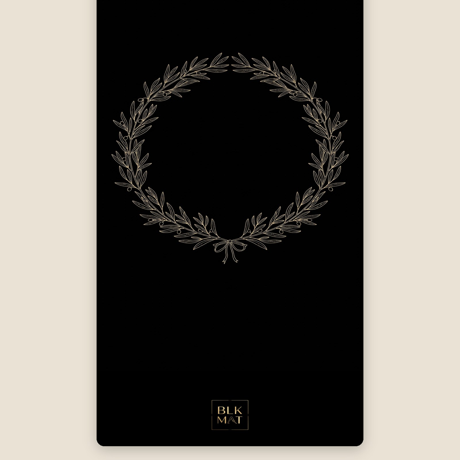 BLKMAT Olive Branch Wreath yoga mat, flat lay, top-down view