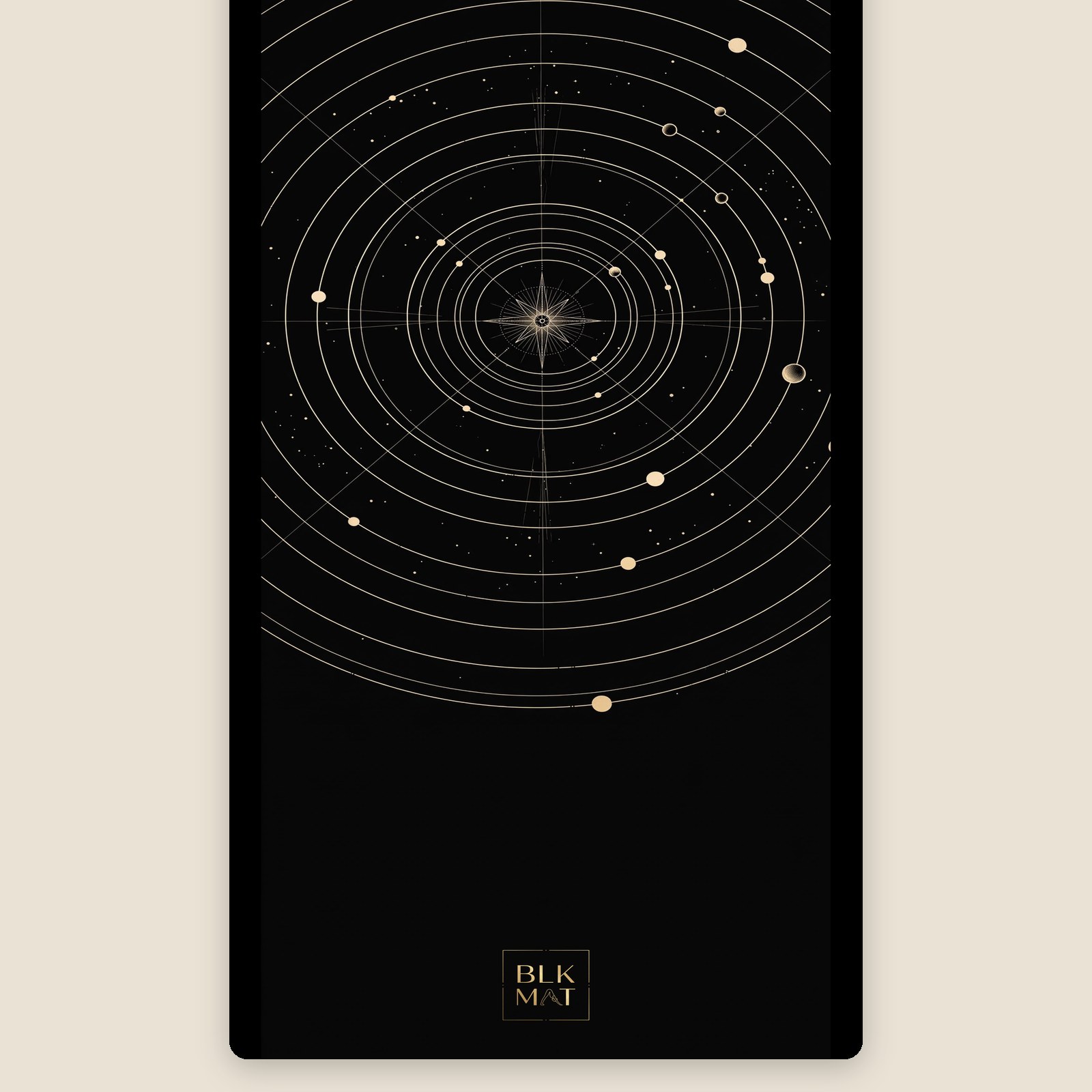 BLKMAT Orbit Chart yoga mat, flat lay, top-down view