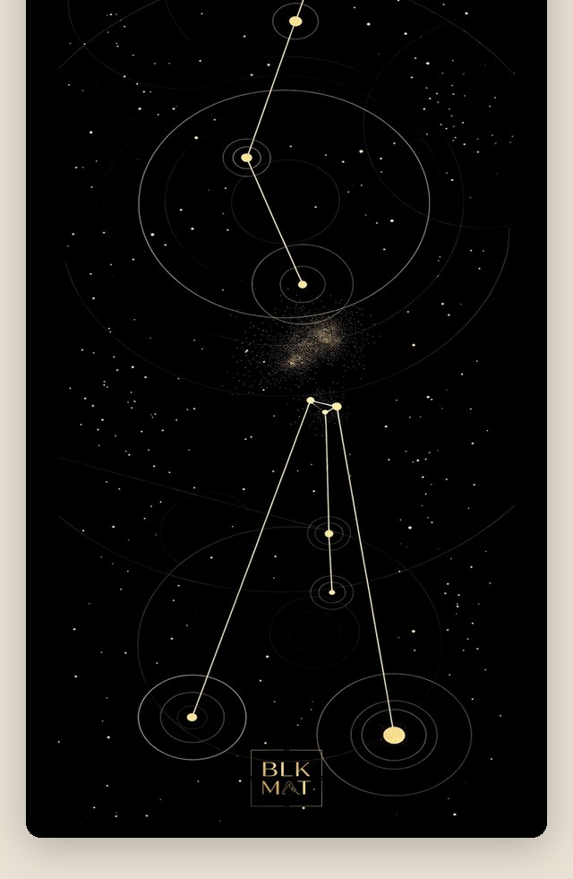 BLKMAT Orion Star Chart yoga mat, flat lay, top-down view