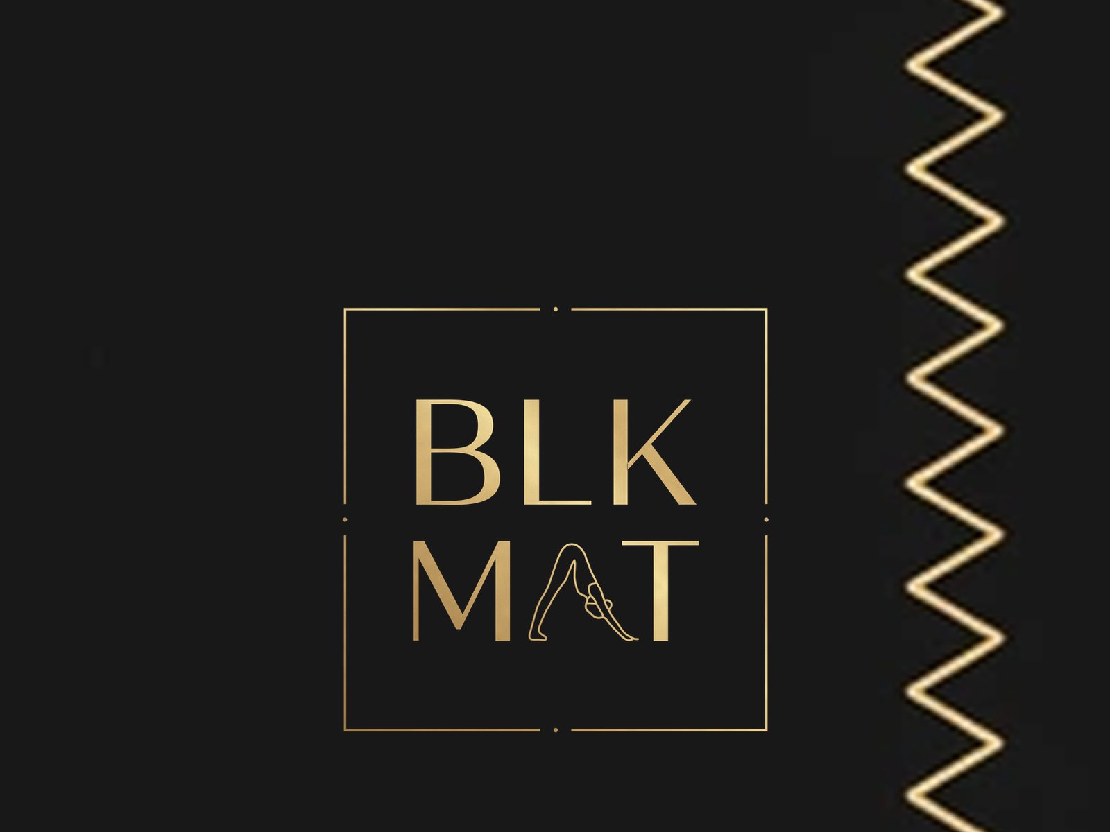 BLKMAT Padres Ridge yoga mat, close-up of the BLKMAT corner logo