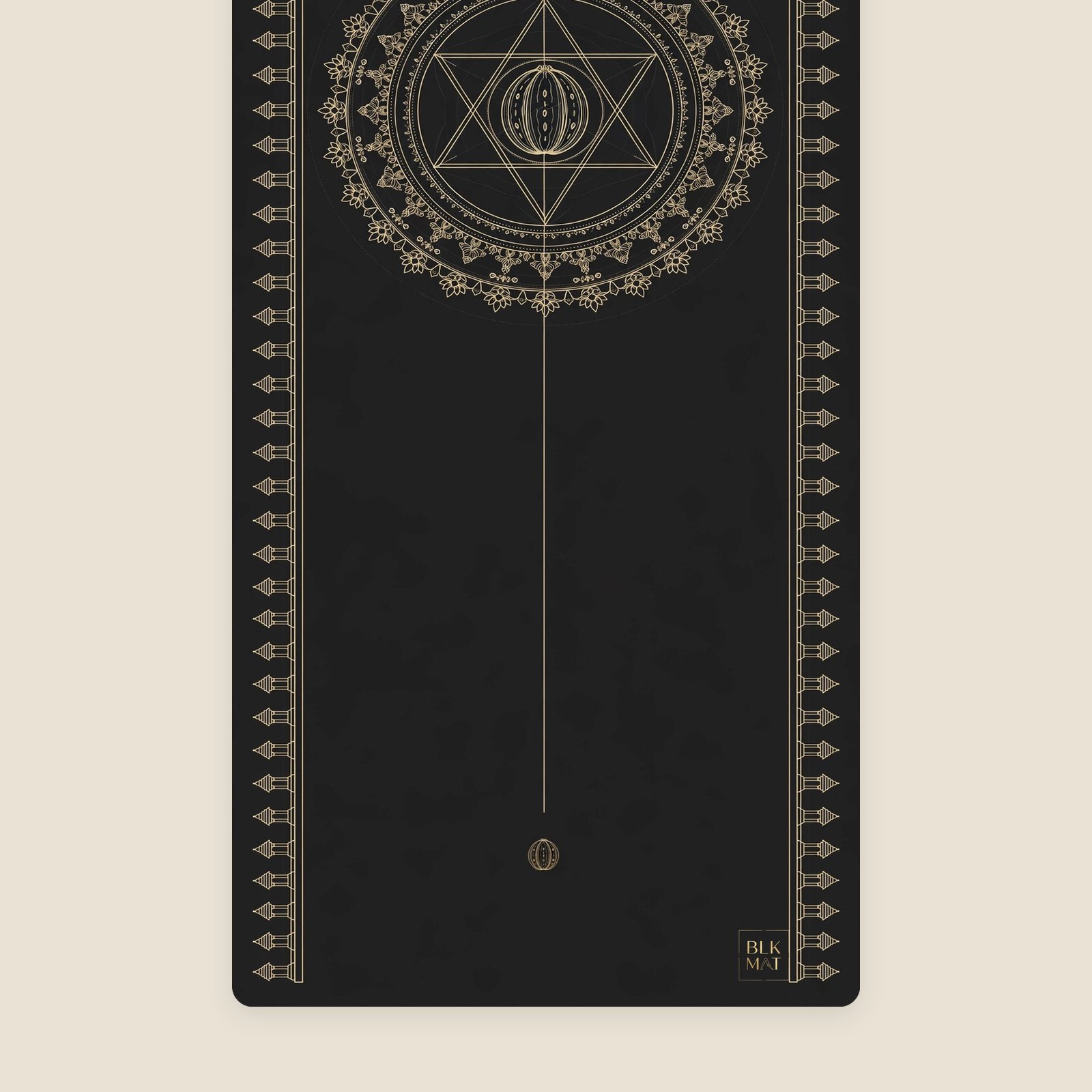 BLKMAT Sacred Bloom yoga mat, flat lay, top-down view