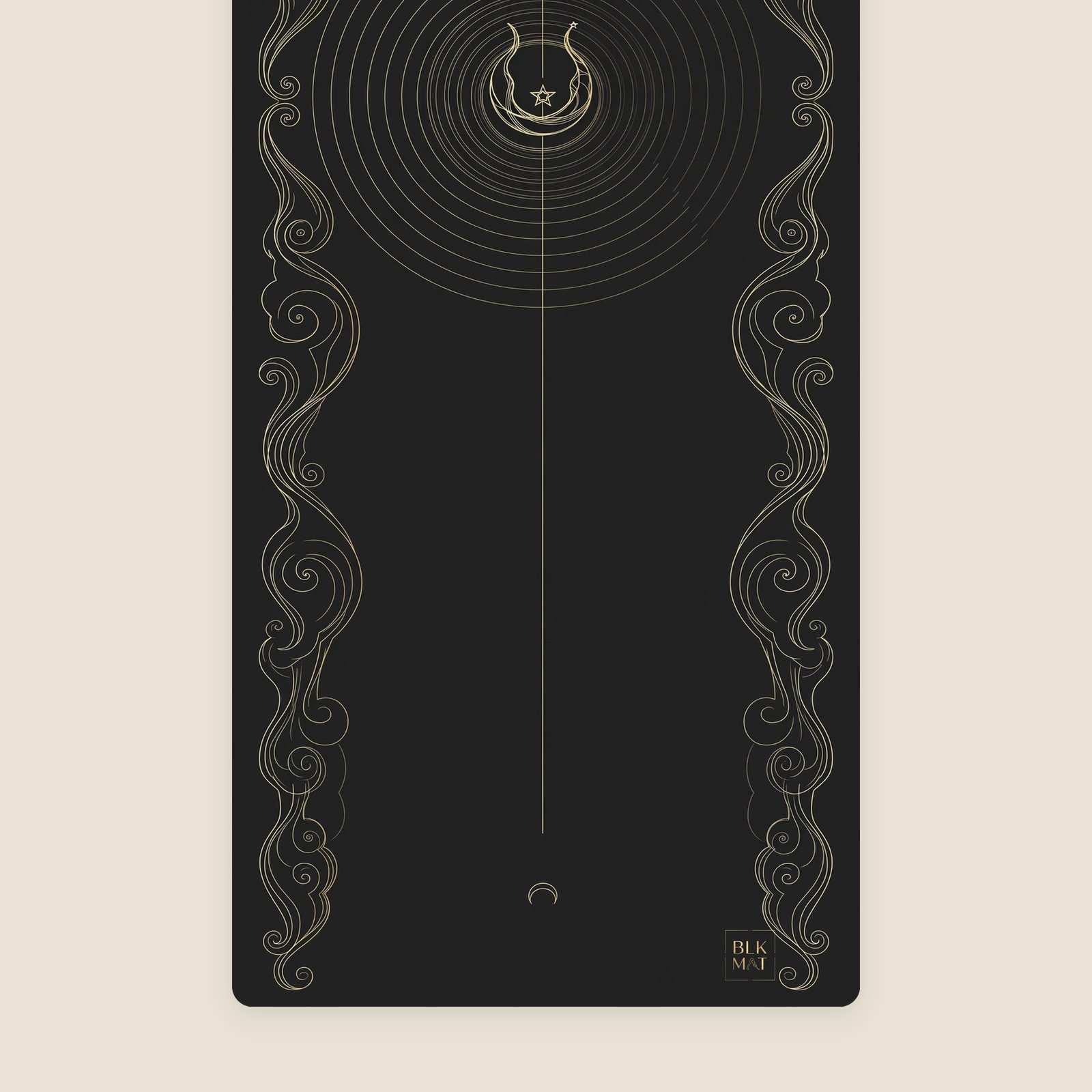BLKMAT Sama Crescent yoga mat, flat lay, top-down view