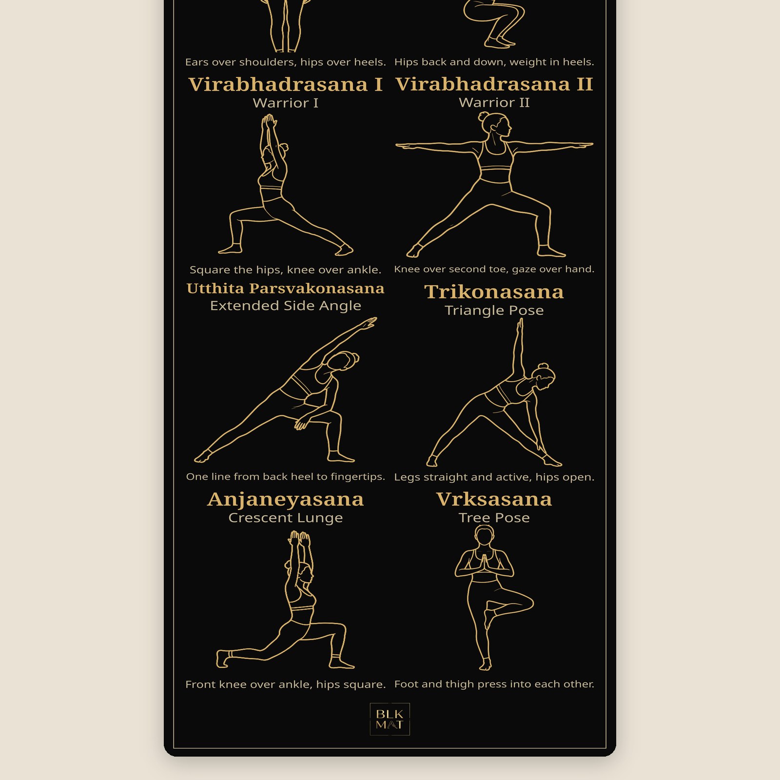 BLKMAT Standing Strength yoga mat, flat lay, top-down view