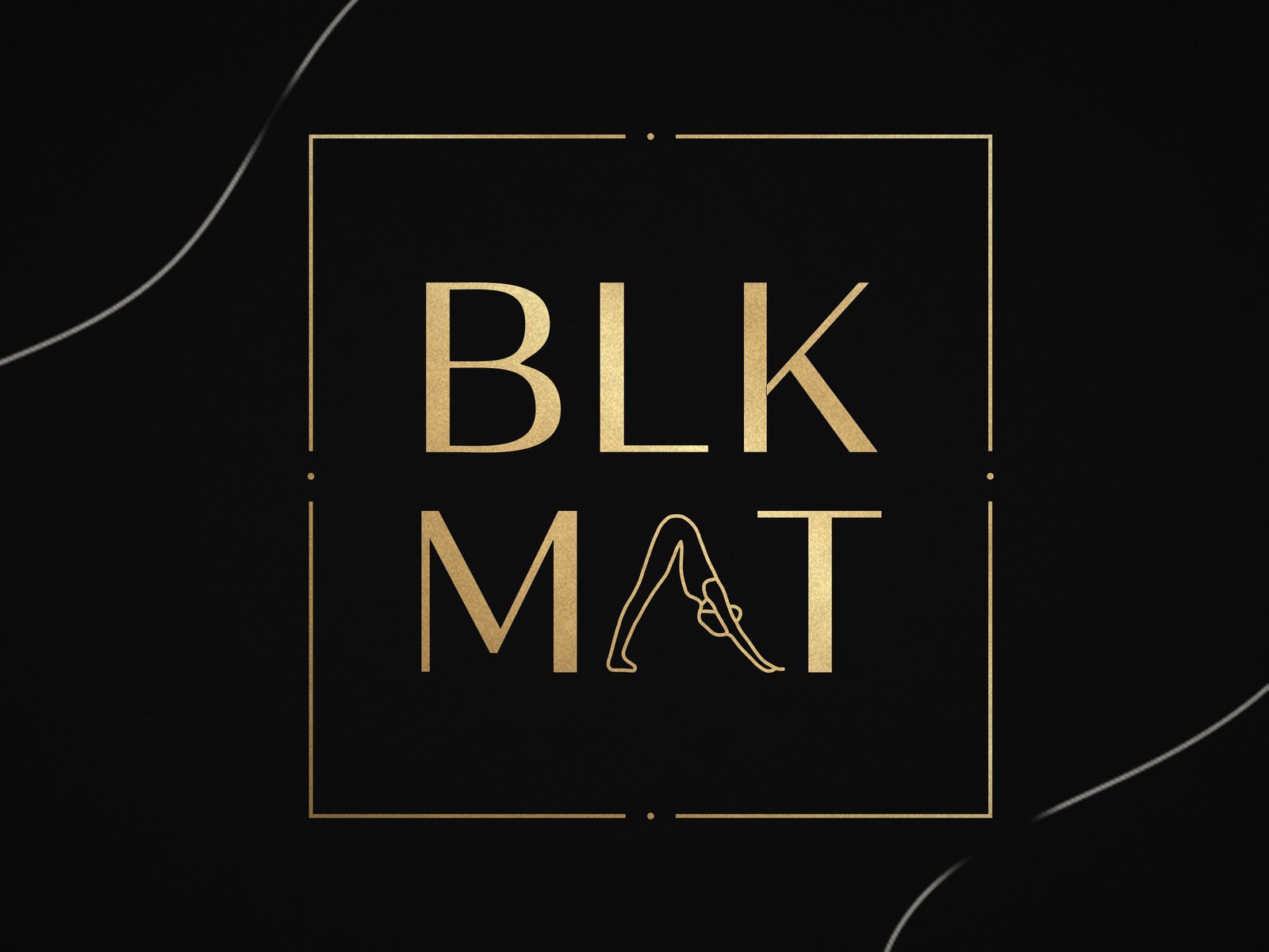 BLKMAT Topographic Contour yoga mat, close-up of the BLKMAT corner logo