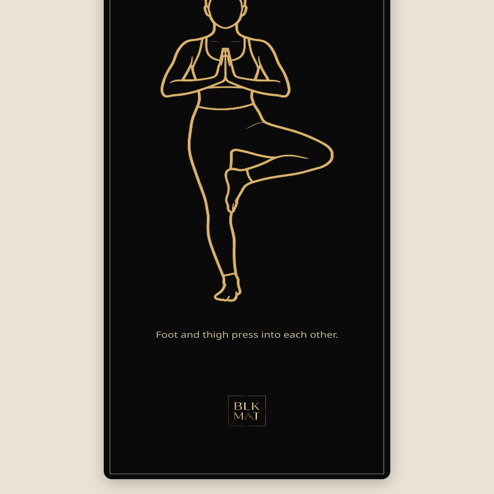 BLKMAT Tree Pose yoga mat, flat lay, top-down view