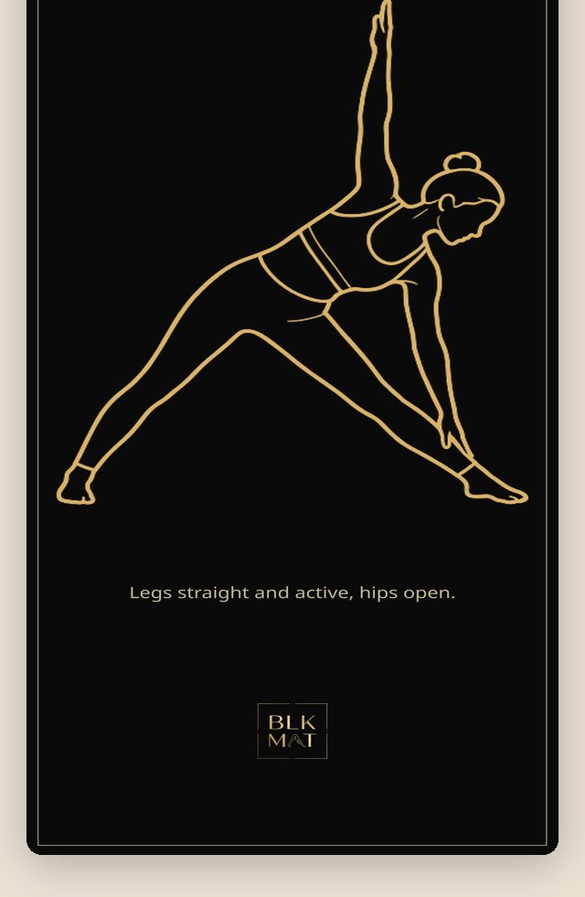BLKMAT Triangle Pose yoga mat, flat lay, top-down view