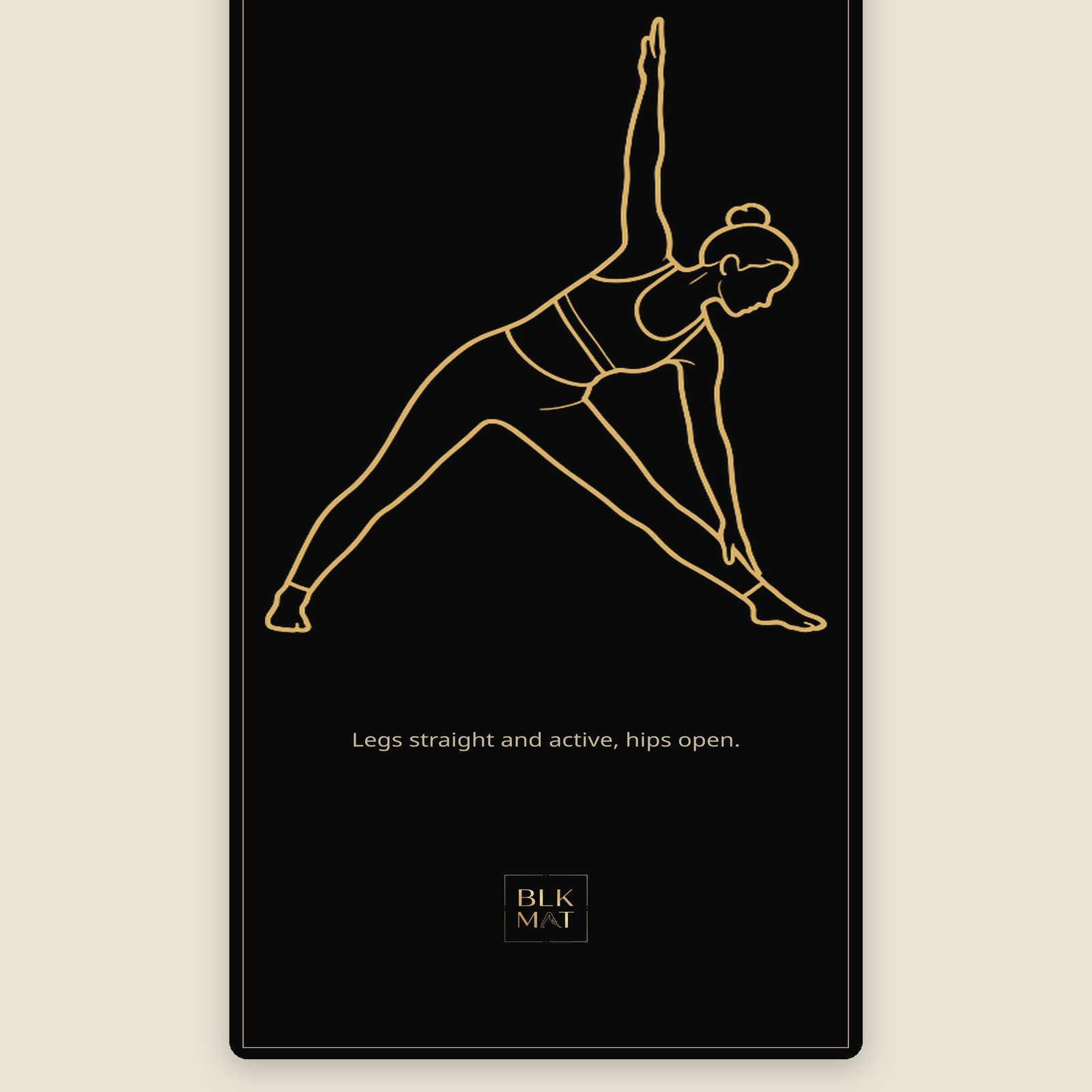 BLKMAT Triangle Pose yoga mat, flat lay, top-down view
