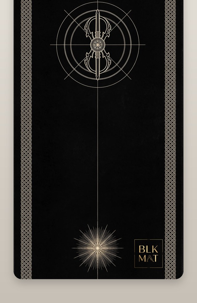 BLKMAT Vajra Lotus yoga mat, flat lay, top-down view