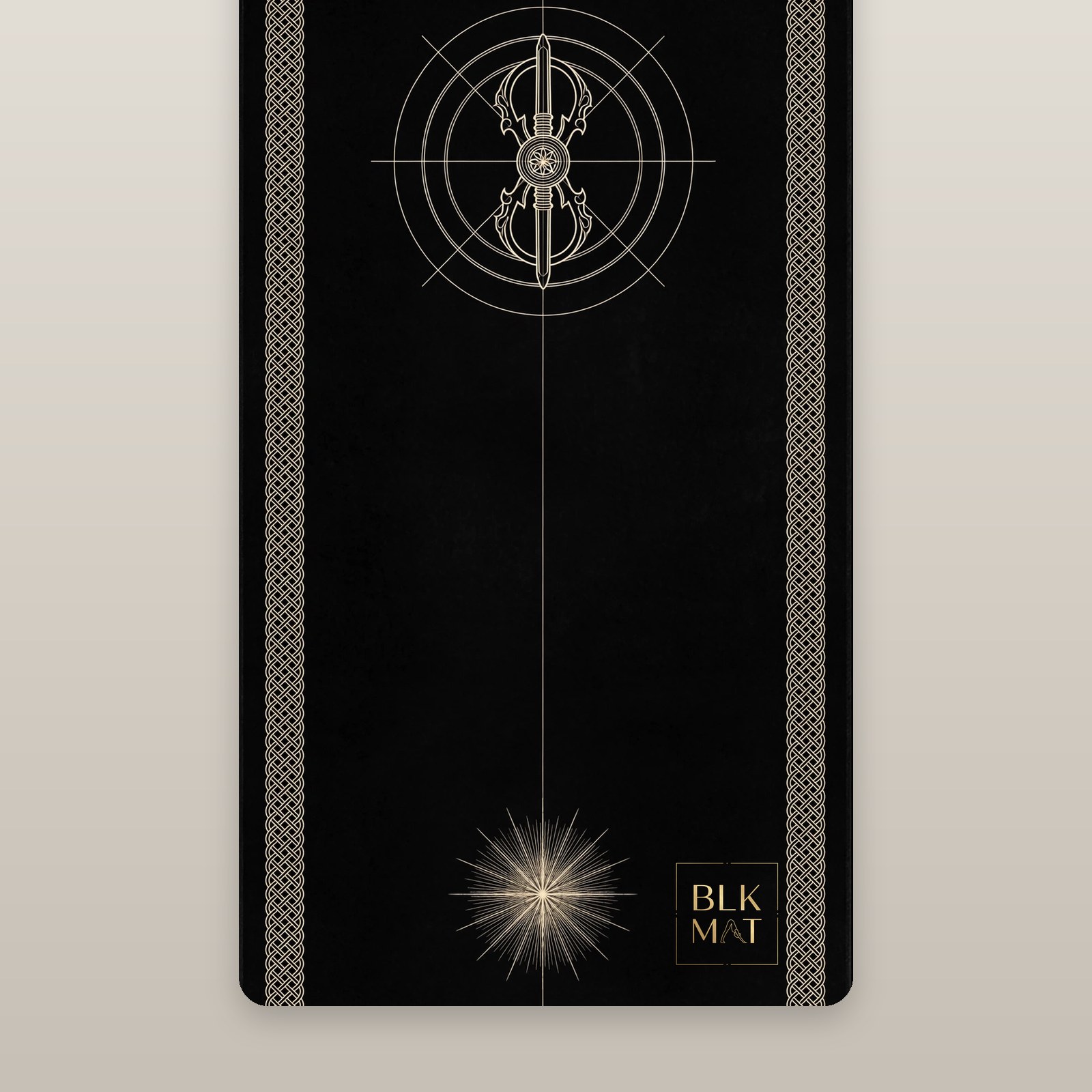 BLKMAT Vajra Lotus yoga mat, flat lay, top-down view
