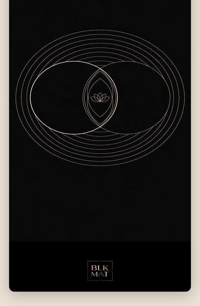 BLKMAT Vesica Piscis Duet yoga mat, flat lay, top-down view