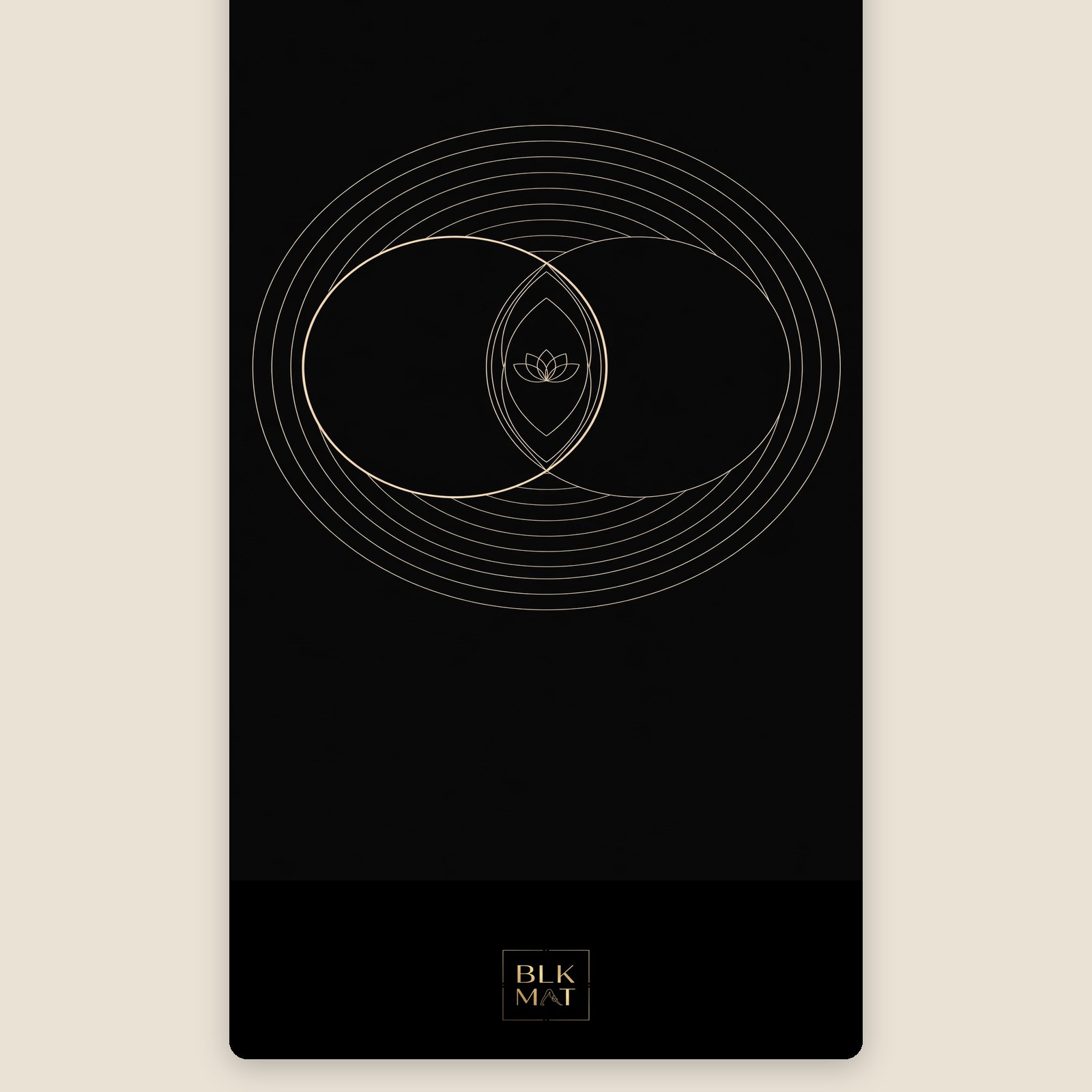 BLKMAT Vesica Piscis Duet yoga mat, flat lay, top-down view