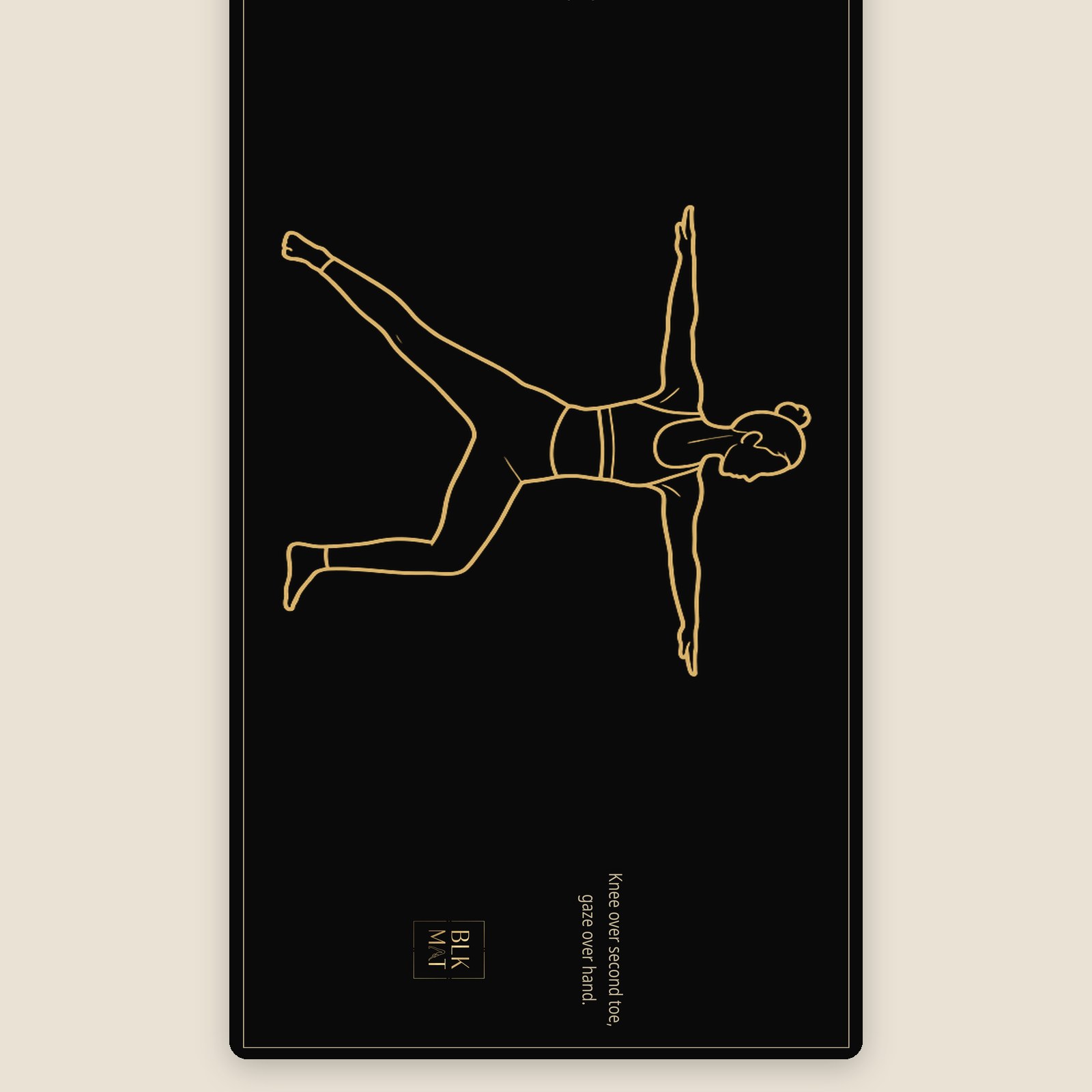 BLKMAT Warrior II yoga mat, flat lay, top-down view