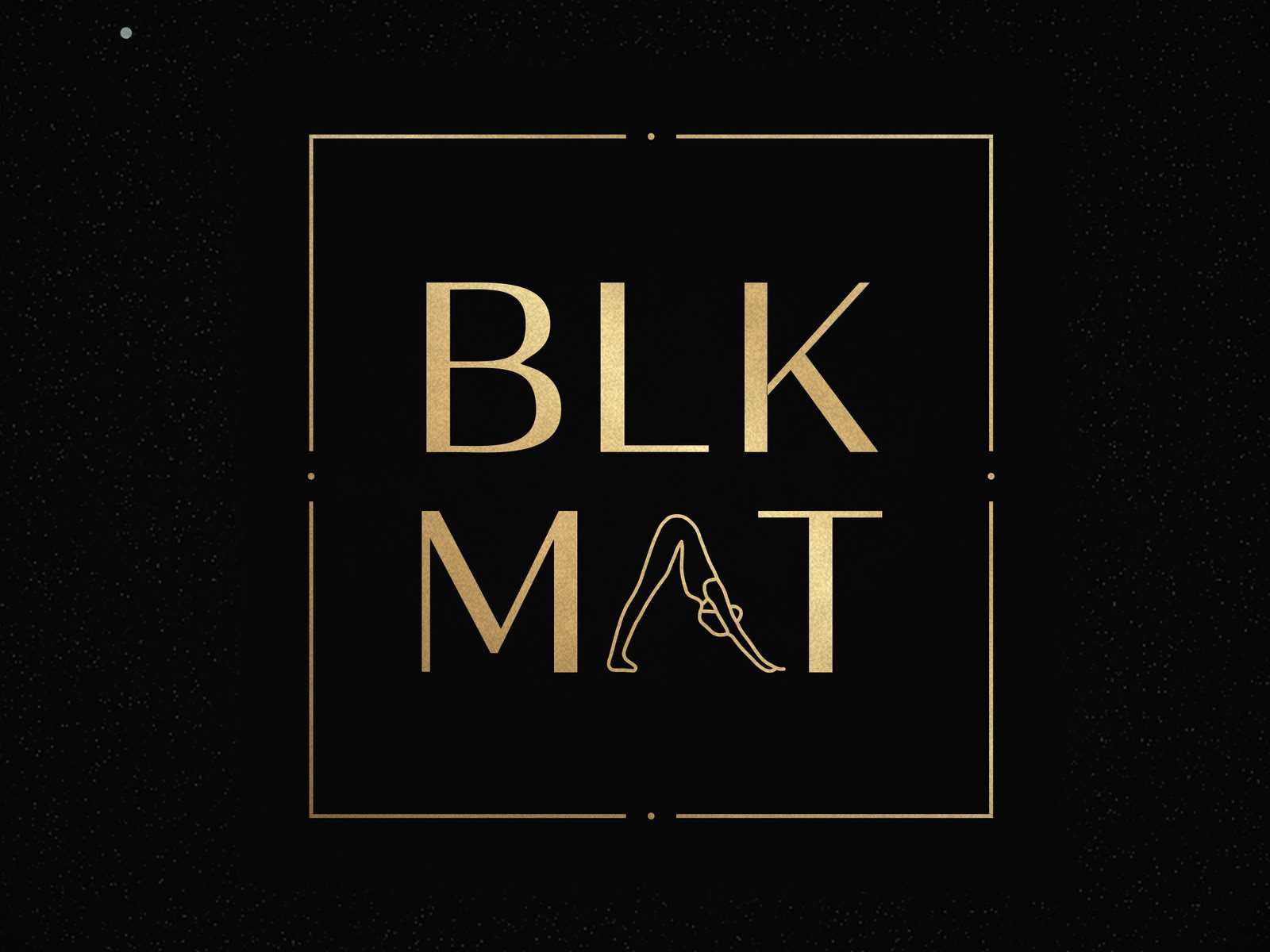 BLKMAT Capricorn Constellation yoga mat, close-up of the BLKMAT corner logo