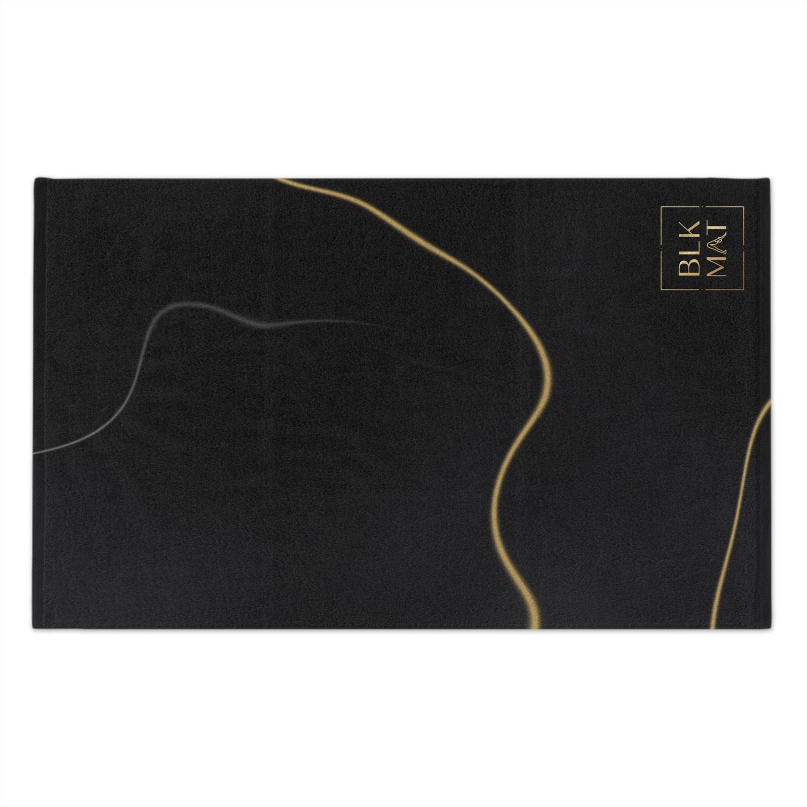 BLKMAT Black Marble, Gold Vein Gym Towel, flat