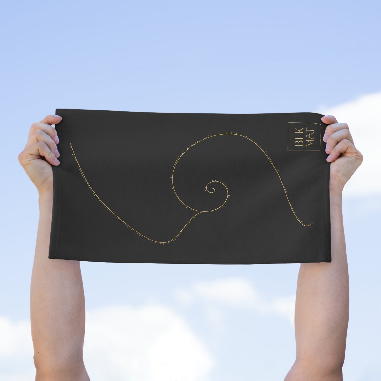 BLKMAT Golden Meridian Gym Towel, held up
