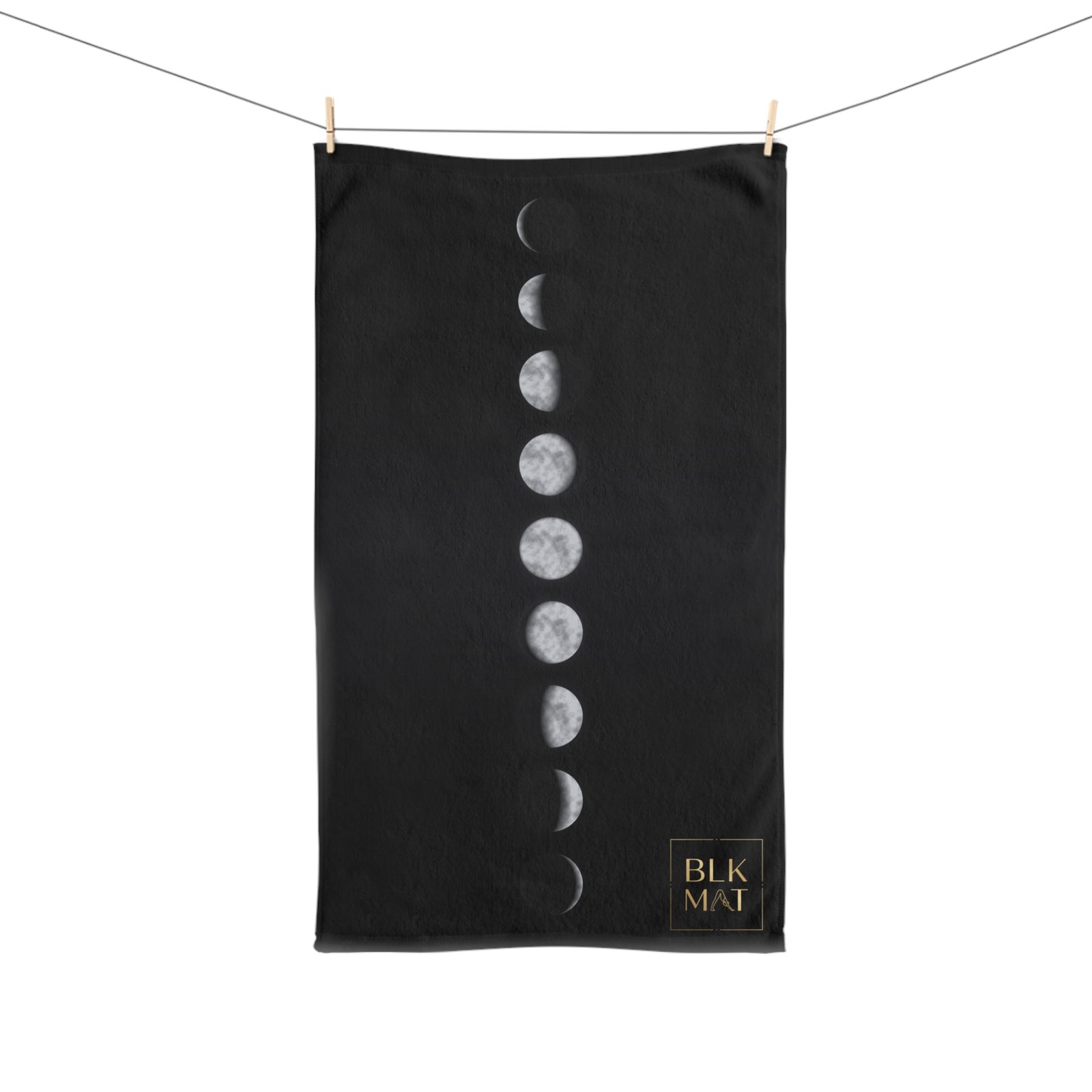 BLKMAT Midnight Moon Phases Hand Towel, hanging